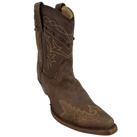 Corral Boots Women's 8M Brown Suede Leather Studded Ropers Cowboy Western Boots - Picture 12 of 16